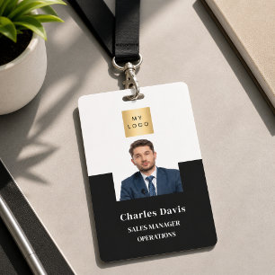 Black white employee photo ID company security Badge