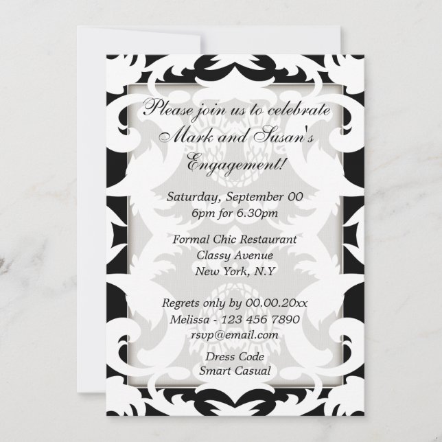 Black white engagement anniversary PERSONALIZE Invitation (Front)