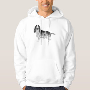  Black & White English Cocker Spaniel Illustration Hoodie