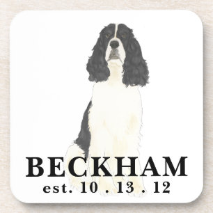 Black & White English Springer Spaniel Coaster