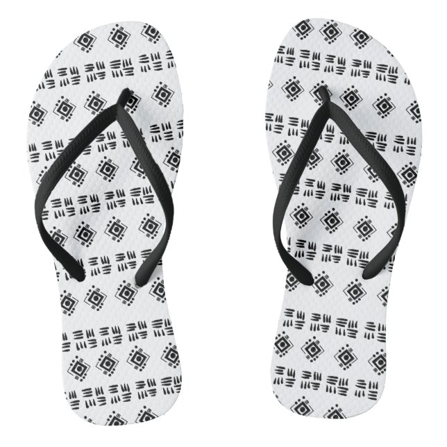 Black White Ethnic Marks Thongs (Footbed)