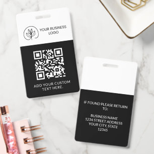 Black White Event Badge Custom QR Code & Logo ID Badge