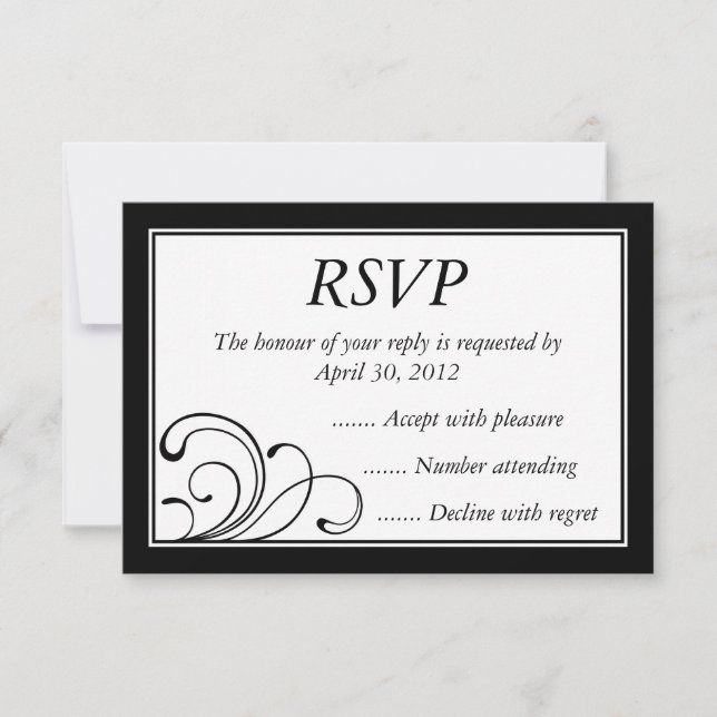 Black & White Event Reply, RSVP or Response Cards (Front)