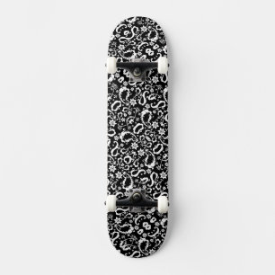 black white exquisite indian ham pattern skateboard
