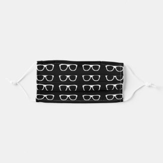 black white eye glasses cloth face mask