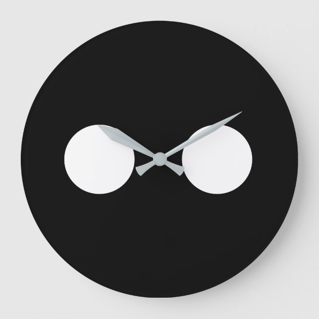 Black White Eyes Funny Cute Face Trendy Large Clock (Front)