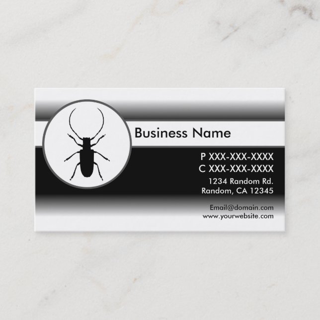 Black white fade beetle bug business cards (Front)