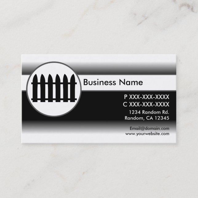 Black white fade picket fence business cards (Front)