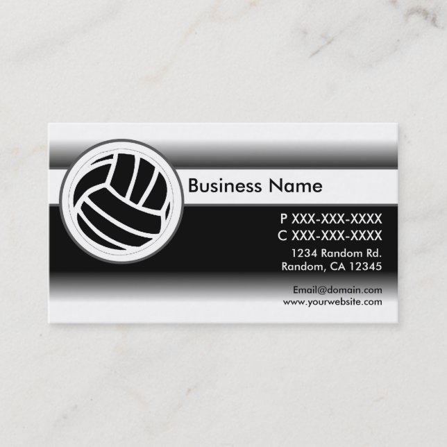 Black white fade volleyball business cards (Front)