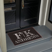 Black White family name Door Mat