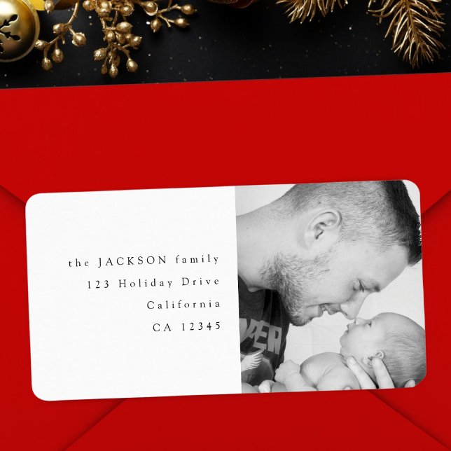 Black & White Family Photo Return Address Label (Creator Uploaded)
