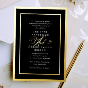 Black & White Fancy Calligraphy Gold Wedding