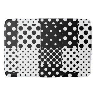 Black White Fashion Polka Dots Style Design Bath Mat