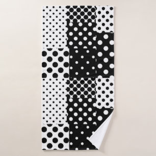 Black White Fashion Polka Dots Style Design Bath Towel