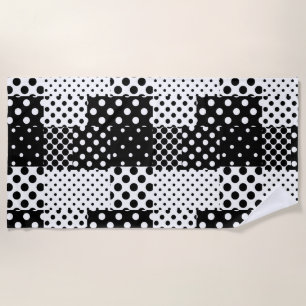 Black White Fashion Polka Dots Style Design  Beach Towel