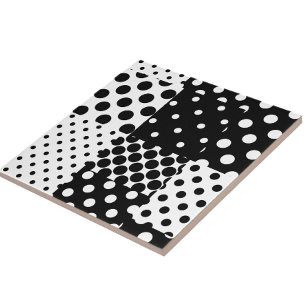 Black White Fashion Polka Dots Style Design Ceramic Tile
