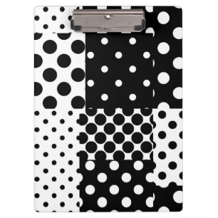Black White Fashion Polka Dots Style Design  Clipboard