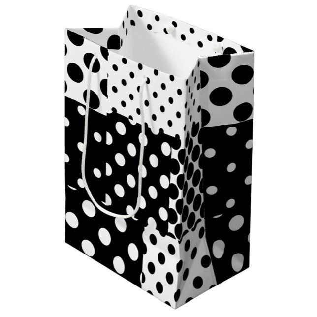 Black White Fashion Polka Dots Style Design  Medium Gift Bag (Creator Uploaded)