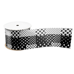 Black White Fashion Polka Dots Style Design Satin Ribbon