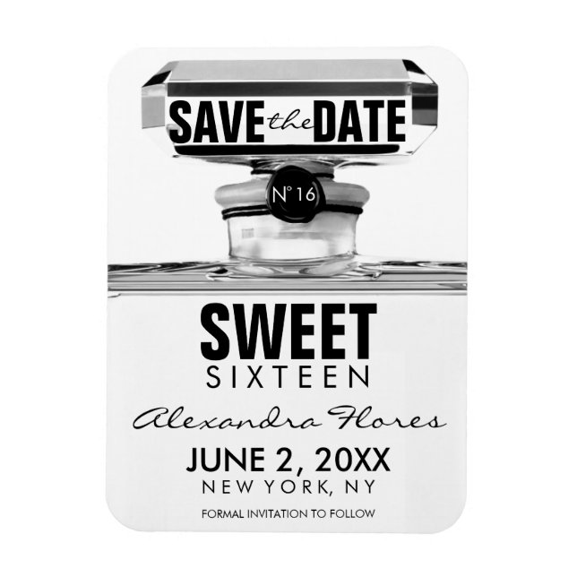 Black & White Fashion Sweet 16 SAVE THE DATE Magnet (Vertical)