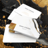 Black White Faux Gold Foil Marble