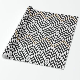Black white faux gold glitter abstract patternfaux wrapping paper