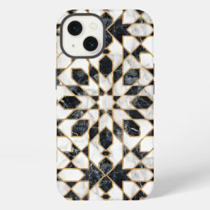 Black & White Faux Gold Marble Moroccan Mosaic iPhone 13 Case