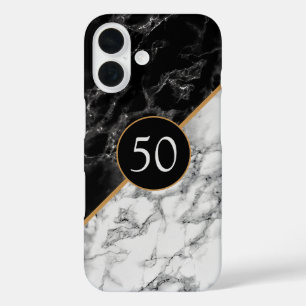 Black White Faux Marble iPhone Case Personalised