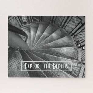 Black & White faux Metallic Staircase Jigsaw Puzzle