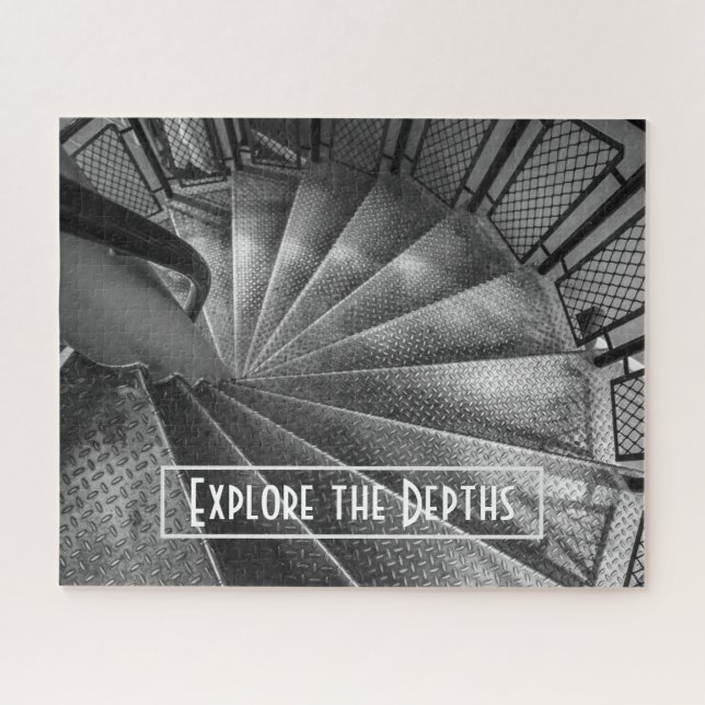 Black & White faux Metallic Staircase Jigsaw Puzzle (Horizontal)