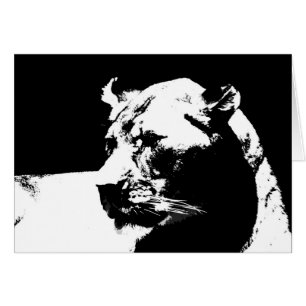 Black & white female lion pop art