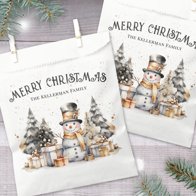Black White Festive Winter Merry Christmas Favour Bag (Black White Festive Winter Merry Christmas Favor Bag)