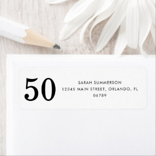 Black White Fifty 50th Birthday Party Address Return Address Label