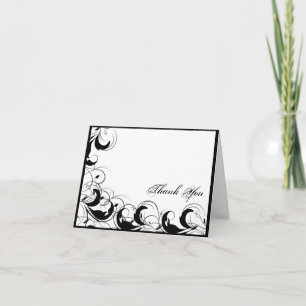 Black White Filigree Vintage Wedding Thank You Card