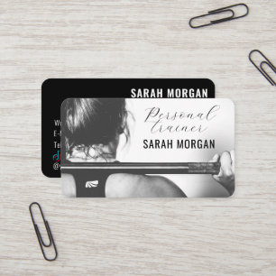 Black White Fitness Personal Trainer Influencer Business Card