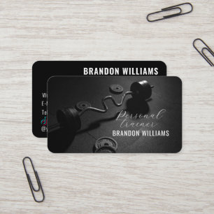 Black White Fitness Personal Trainer Influencer Business Card