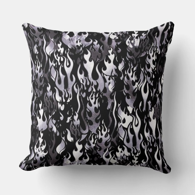 Black & White Flames Pattern Cushion (Front)