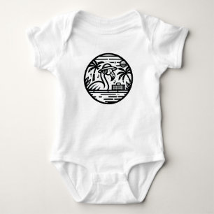 Black & White Flamingo Headphones & Music Tropics Baby Bodysuit