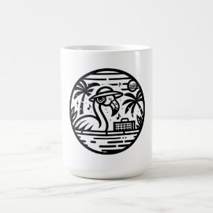 Black & White Flamingo Headphones & Music Tropics Coffee Mug
