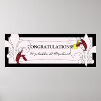 Black White Fleur de Lis Crawfish Party Banner
