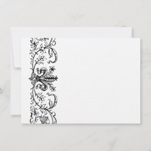 Black White Fleur Personalised Thank You Note Card