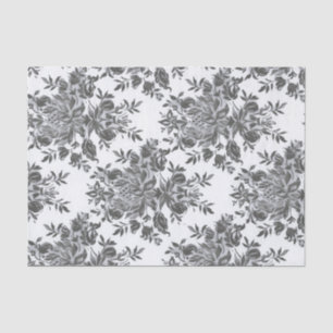 Black White Floral Antique collage victorian Tissue Paper