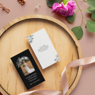 Black White Floral Arch Hand Drawn Photographer Business Card