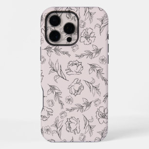 Black & White Floral Background pattern iPhone 16 Pro Max Case
