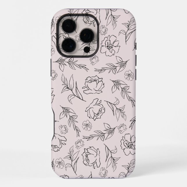 Black & White Floral Background pattern iPhone Case (Back)