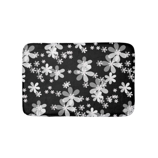 black white floral bath mat (Front)
