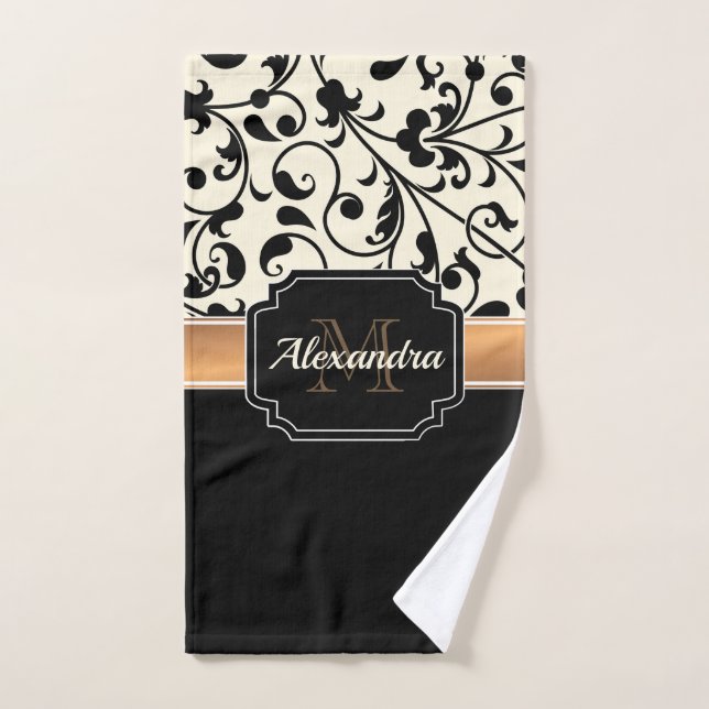 Black & White Floral Bath Towel Set (Hand Towel)