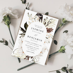 Black & White Floral Beachy Wedding Invitation