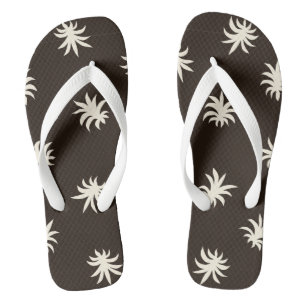 Black White Floral Blender Bright Tropical Summer Thongs