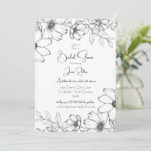 Black & White Floral Bridal Shower Invitation